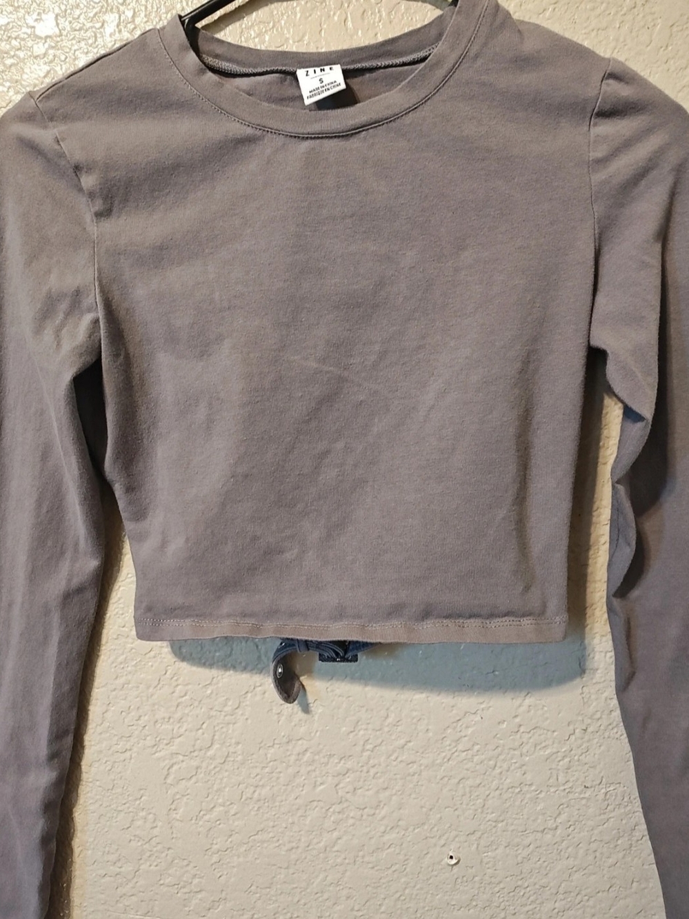 Zine Clothing Gray Long-Sleeve Cropped Top